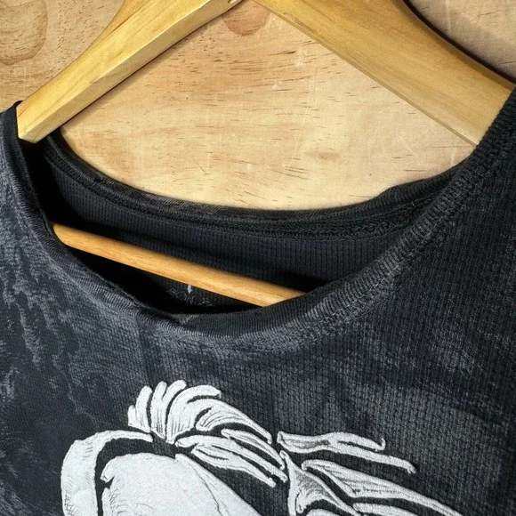 Affliction Cut Series Thermal Mens 2XL Big Skull Goth Grunge Distressed Made USA - Picture 4 of 8